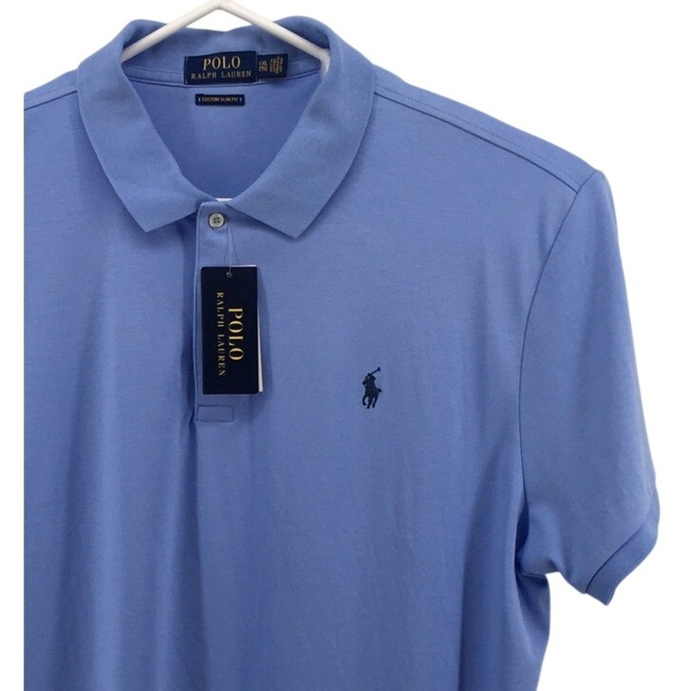 Polo Ralph Lauren Polo Shirt Men XXL Blue Custom Slim Fit Short Sleeve Cotton
